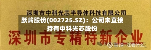 跃岭股份(002725.SZ)：公司未直接持有中科光芯股份